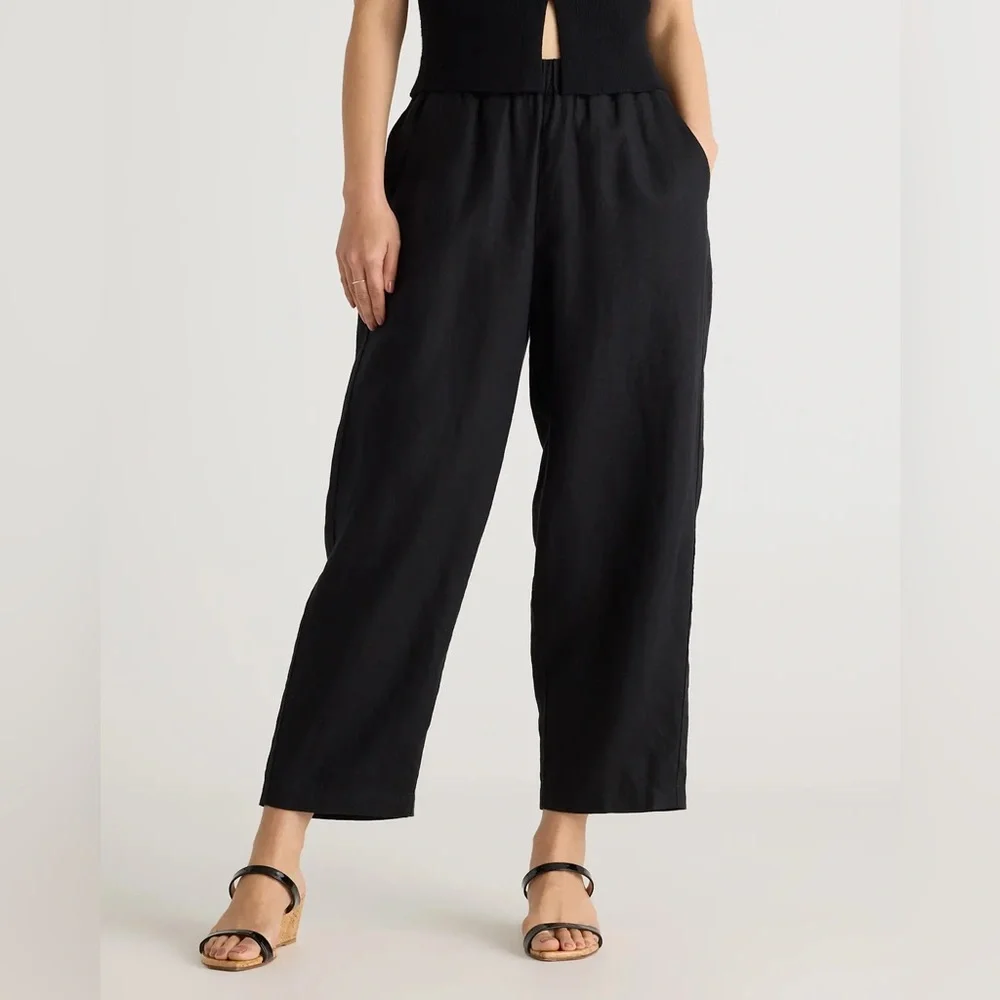 NWOT Quince European Linen Black Pants Women's Size XS